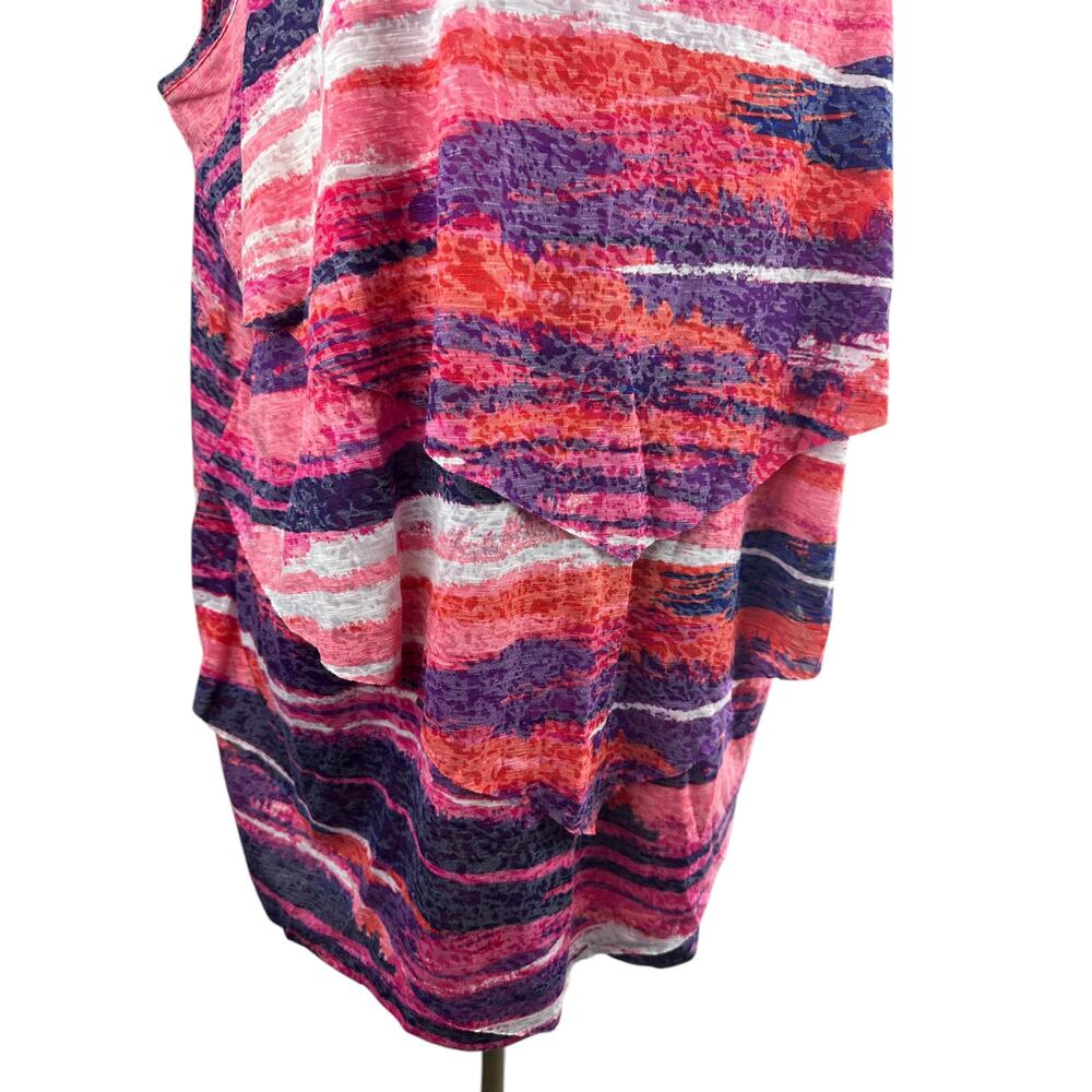 ✨2/$20 NWT Catherines Sleeveless Tiered Top Semi Sheer Purple Pink Plus Size 3X - Picture 8 of 12
